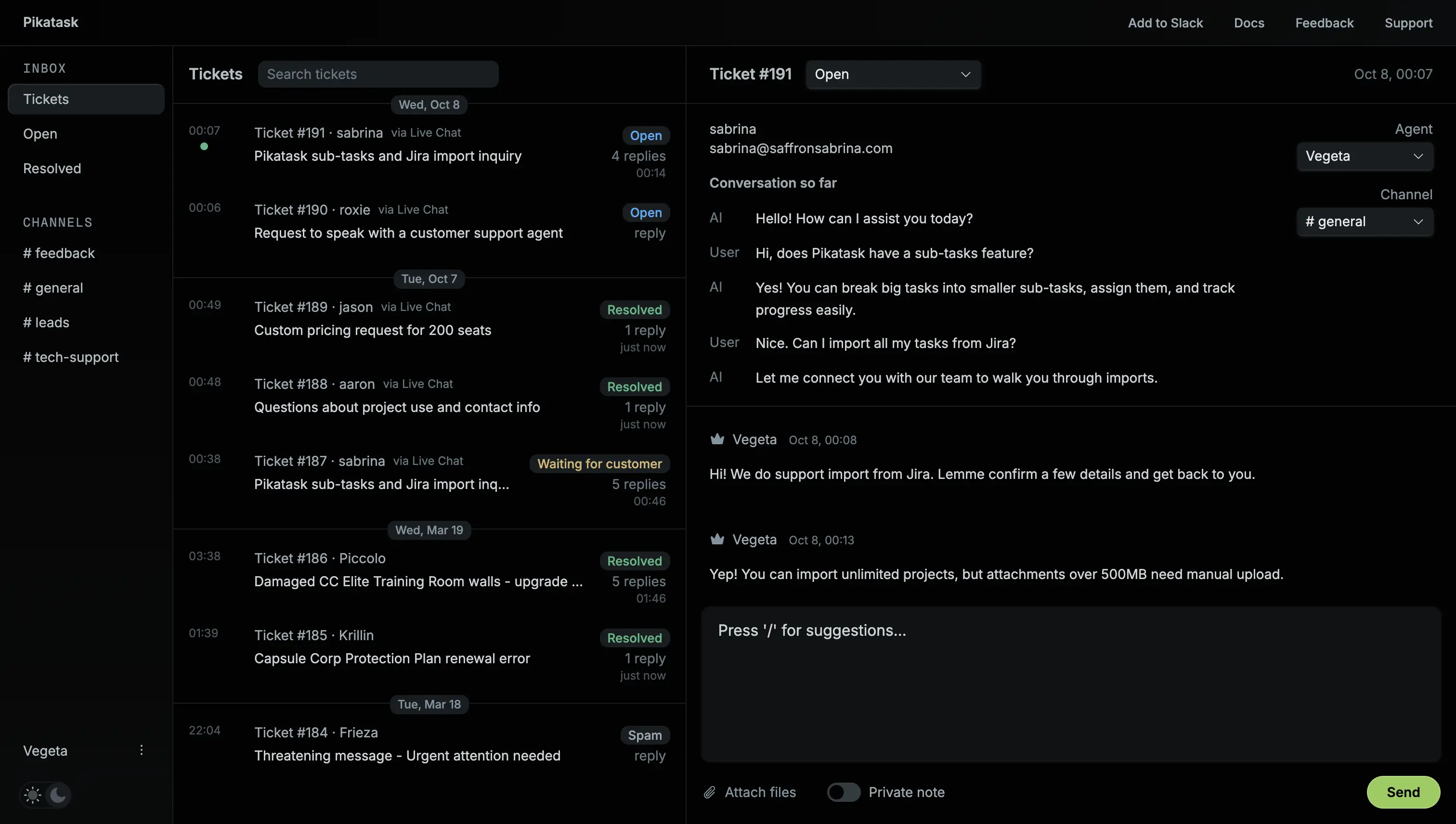 Ticketping Dashboard Dark